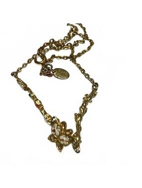 Gold Floral Necklace Base with Enamel Detailing